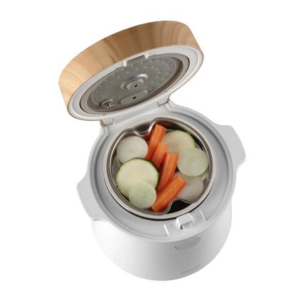 Concept RE3030 - Aparat digital pentru gătit orez 2 în 1 380W/230V 1,5 l alb/decor de lemn