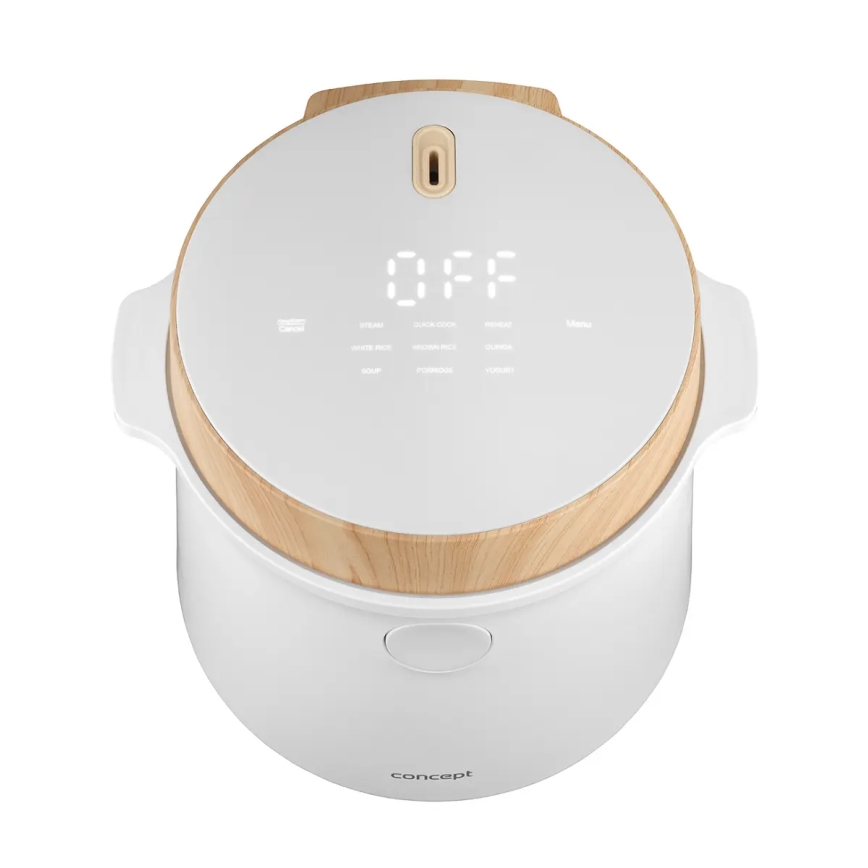 Concept RE3030 - Aparat digital pentru gătit orez 2 în 1 380W/230V 1,5 l alb/decor de lemn