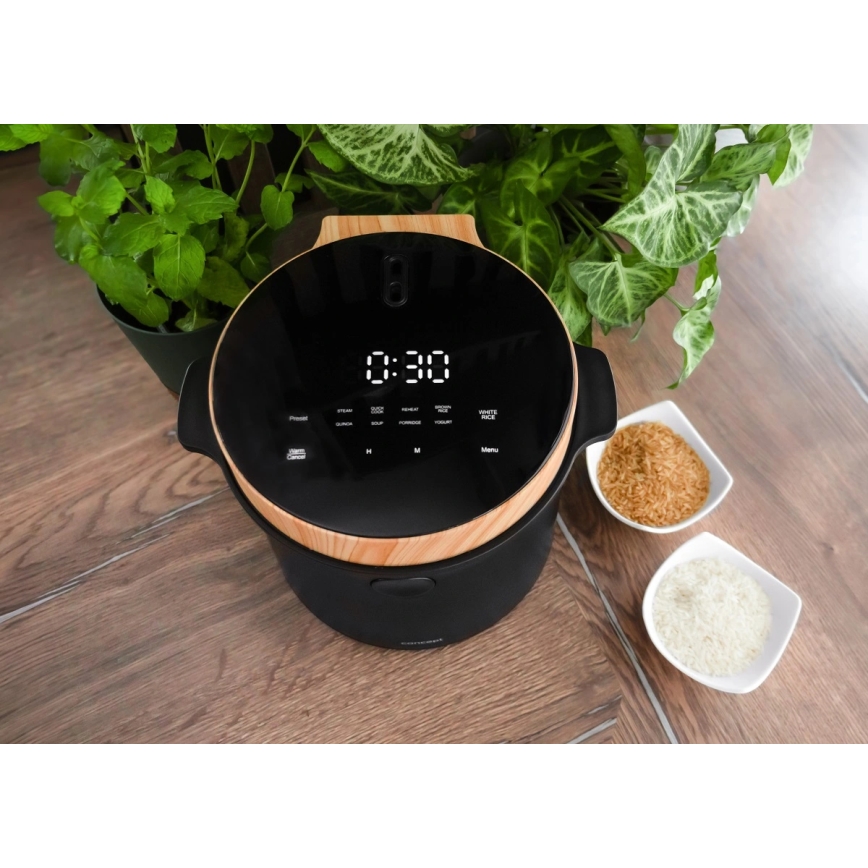 Concept RE4040 - Aparat digital pentru orez 2 în 1 450W/230V 2 l negru/decor din lemn
