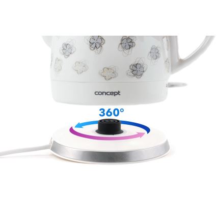Concept RK0010ne - Fierbător electric 1 l, 1100 W/230 V, alb/ceramică