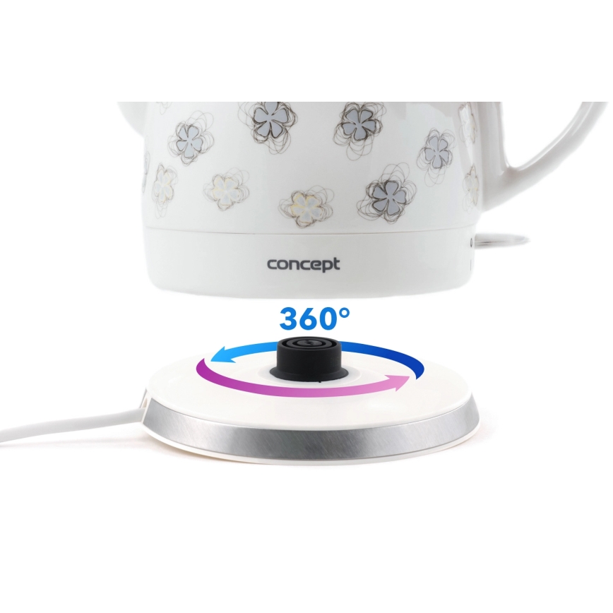 Concept RK0010ne - Fierbător electric 1 l, 1100 W/230 V, alb/ceramică