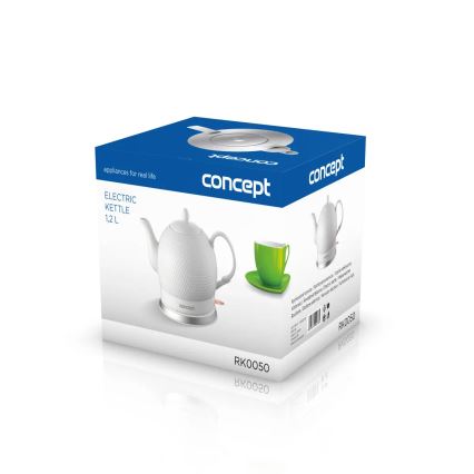 Concept RK0050 - Fierbător electric 1,2 l, 1000 W/230 V, alb/ceramică
