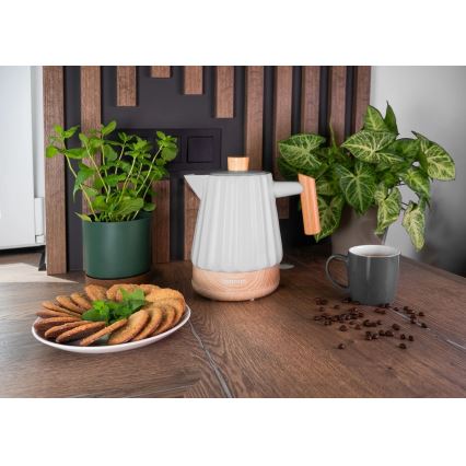 Concept RK0091 - Fierbător electric rapid 1,5 l 1500W/230V gri deschis/decor lemn/ceramică