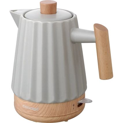 Concept RK0091 - Fierbător electric rapid 1,5 l 1500W/230V gri deschis/decor lemn/ceramică