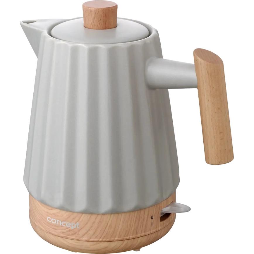 Concept RK0091 - Fierbător electric rapid 1,5 l 1500W/230V gri deschis/decor lemn/ceramică
