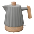 Concept RK0092 - Fierbător electric 1,5 l 1500W/230V gri închis/decor lemn/ceramică