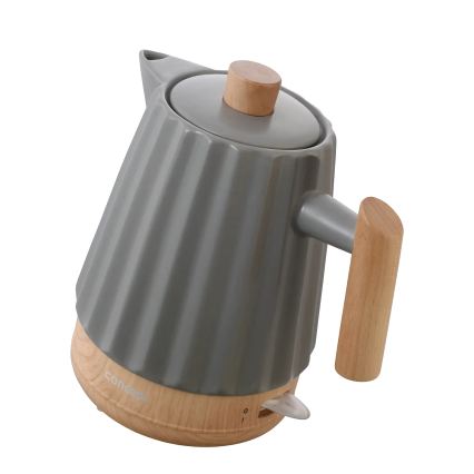 Concept RK0092 - Fierbător electric 1,5 l 1500W/230V gri închis/decor lemn/ceramică