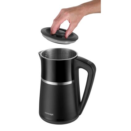 Concept RK3100 - Fierbător electric cu reglare a temperaturii, 1,7 l, 2200 W/230 V, negru