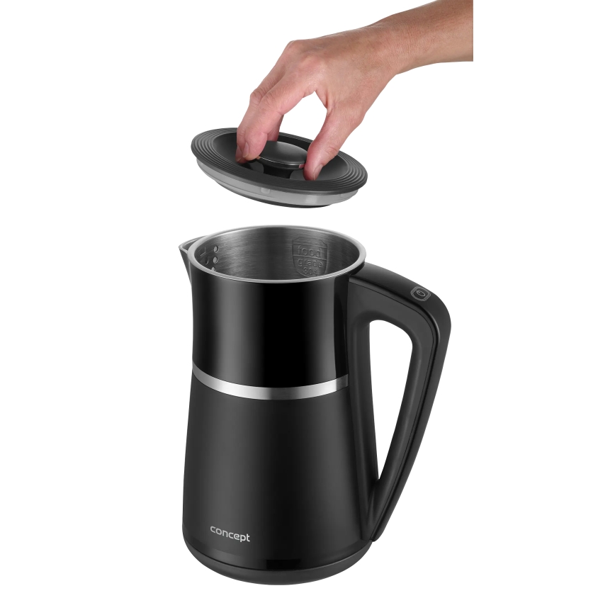 Concept RK3100 - Fierbător electric cu reglare a temperaturii, 1,7 l, 2200 W/230 V, negru