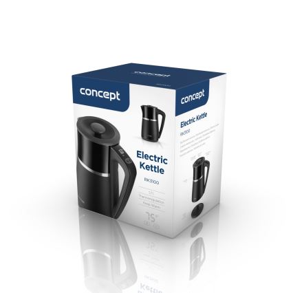 Concept RK3100 - Fierbător electric cu reglare a temperaturii, 1,7 l, 2200 W/230 V, negru