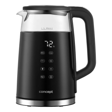 Concept RK4100 - Fierbător electric cu reglare a temperaturii, 1,7 l, 2200 W/230 V, negru