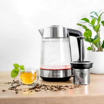 Concept RK4190 - Fierbător electric cu reglaj de temperatură și filtru, 1,7 l, 2200 W/230 V, inox