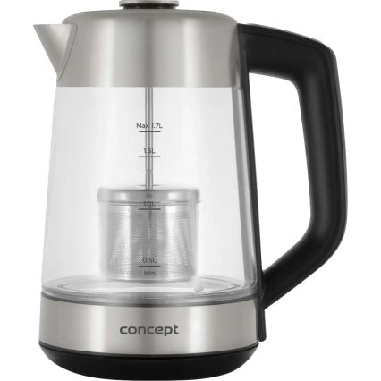 Concept RK4190 - Fierbător electric cu reglaj de temperatură și filtru, 1,7 l, 2200 W/230 V, inox
