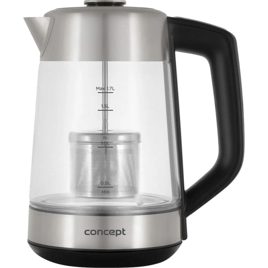 Concept RK4190 - Fierbător electric cu reglaj de temperatură și filtru, 1,7 l, 2200 W/230 V, inox