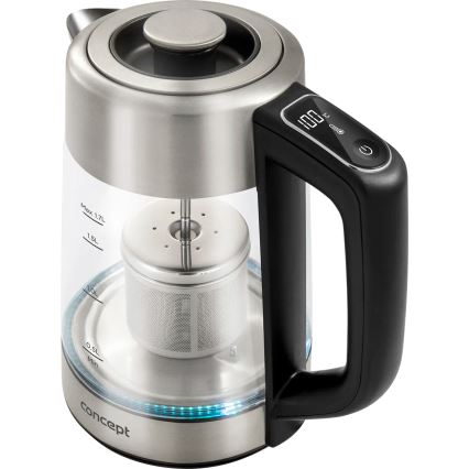 Concept RK4190 - Fierbător electric cu reglaj de temperatură și filtru, 1,7 l, 2200 W/230 V, inox