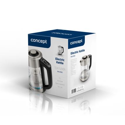 Concept RK4190 - Fierbător electric cu reglaj de temperatură și filtru, 1,7 l, 2200 W/230 V, inox
