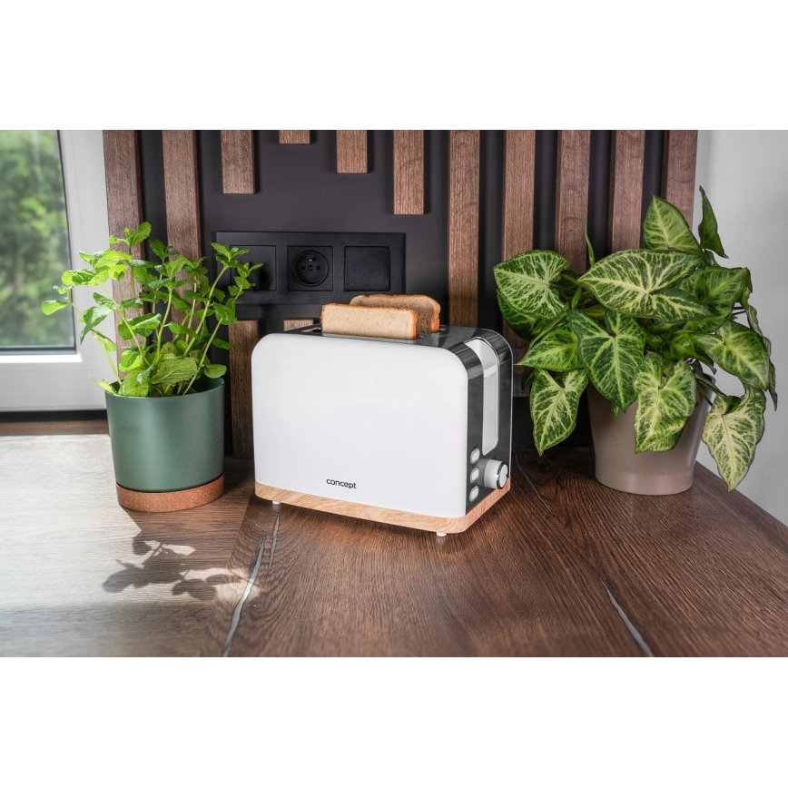 Concept TE2015 - Prăjitor de pâine, 2 fante, 930 W/230 V, alb