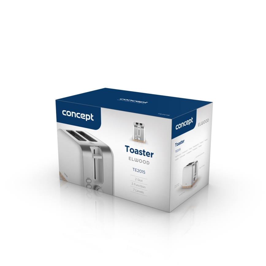 Concept TE2015 - Prăjitor de pâine, 2 fante, 930 W/230 V, alb