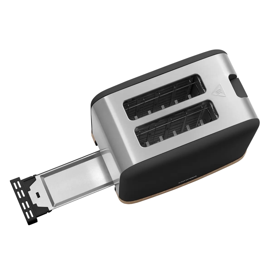 Concept TE2016 - Prăjitor de pâine cu 2 fante și suport pentru chifle, 930W/230V, negru