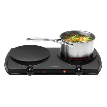 Concept VE3060 - Plită electrică dublă 2500W/230V, negru