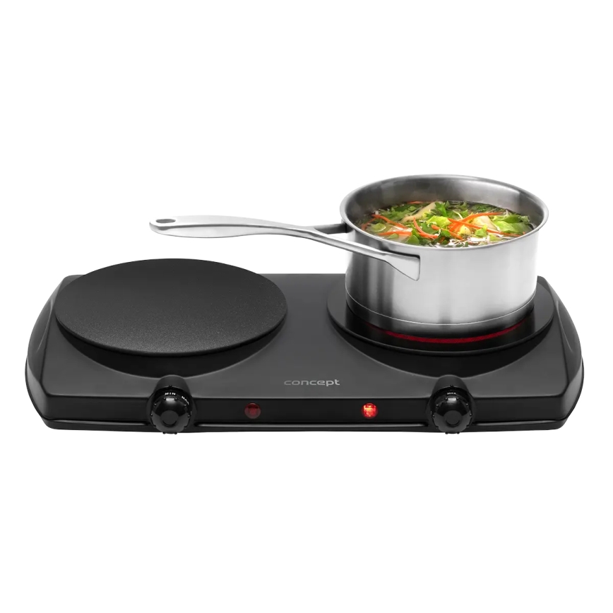 Concept VE3060 - Plită electrică dublă 2500W/230V, negru