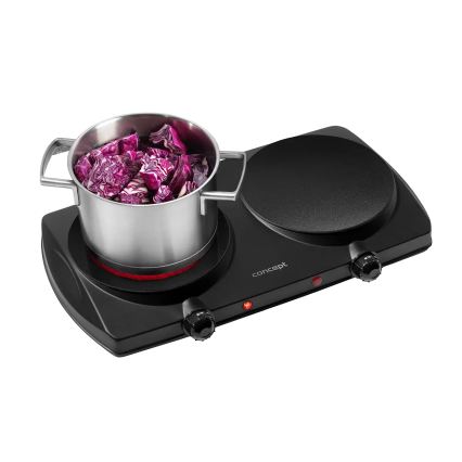 Concept VE3060 - Plită electrică dublă 2500W/230V, negru