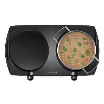 Concept VE3060 - Plită electrică dublă 2500W/230V, negru