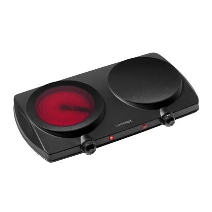 Concept VE3060 - Plită electrică dublă 2500W/230V, negru