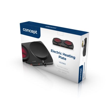Concept VE3060 - Plită electrică dublă 2500W/230V, negru