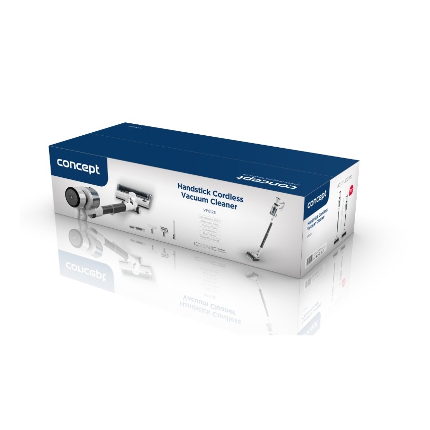 Aspirator vertical 2în1 Concept VP6125 ICONIC Comfort Telescope, 400 W / 29,6 V, 2000 mAh, alb