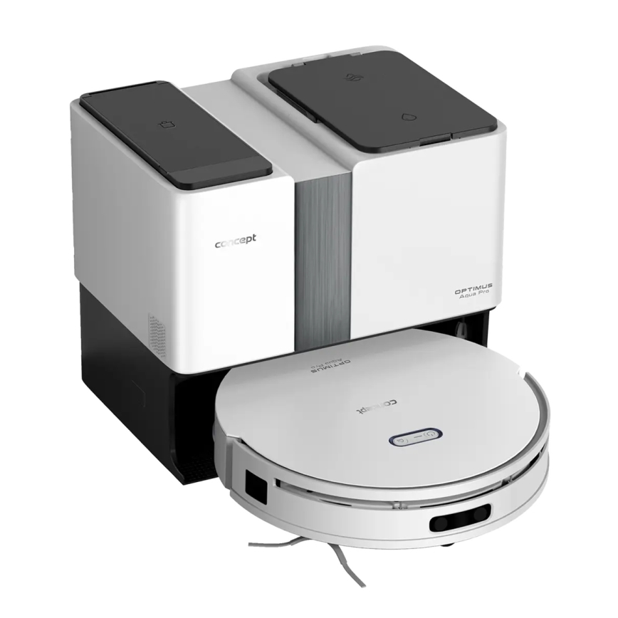 Concept VR4050 - Aspirator robot inteligent 2 în 1 cu mop OPTIMUS AQUA PRO LASER 3D, 600W/230V, 5200 mAh, Wi‑Fi, alb