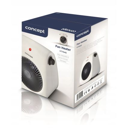 Concept vt7040 - Ventilator cu element de încălzire 1000/2000W/230V alb
