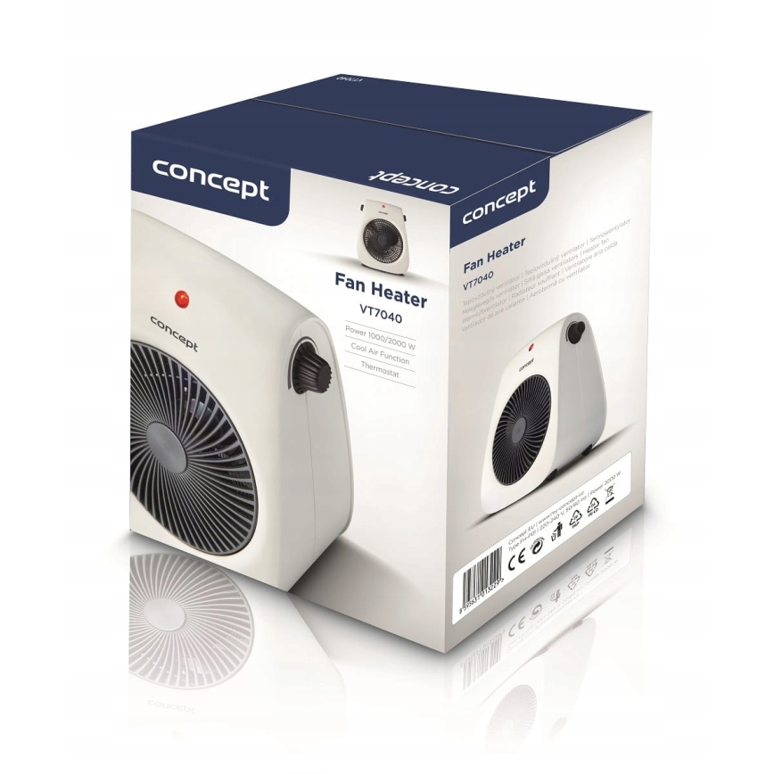 Concept vt7040 - Ventilator cu element de încălzire 1000/2000W/230V alb