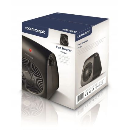 Concept VT7041 - Ventilator cu element de încălzire 1000/2000 W, 230 V, negru