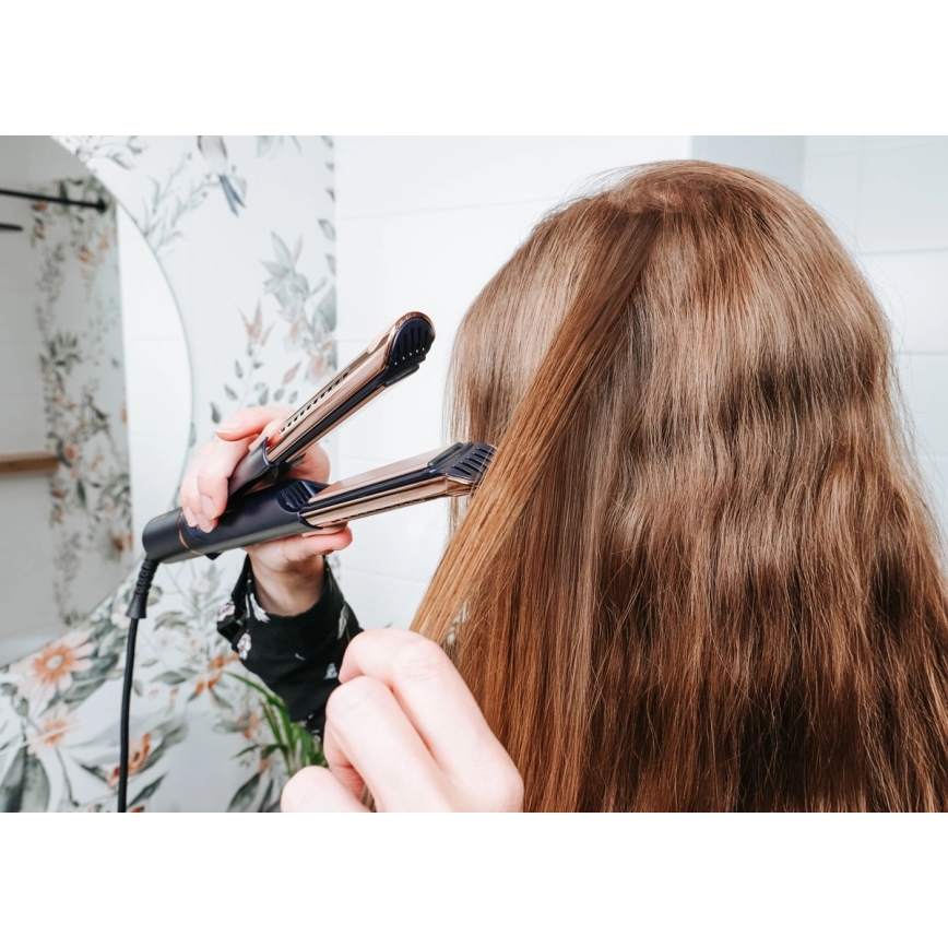 Concept VZ8100 - Placă de îndreptat părul PROFI CARE 60W/230V, albastru/auriu