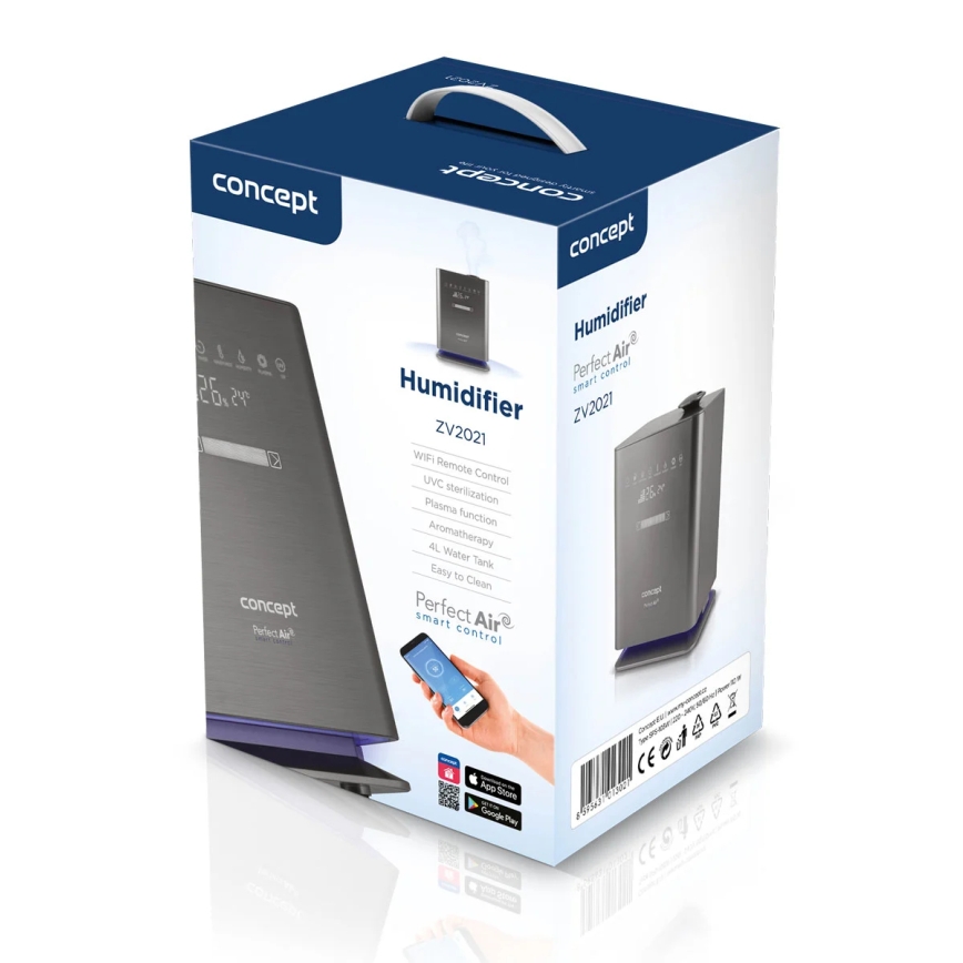 Concept ZV2021-  Umidificator de aer cu difuzor de aromă PERFECT AIR SMART 4,6 l 110W/230V Wi-Fi antracit + telecomandă