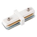 Conector drept pentru corpuri de iluminat în sistem de șină monofazic alb