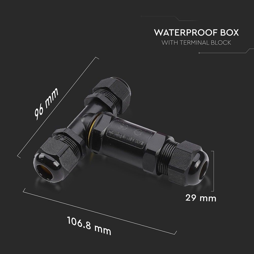 Conector impermeabil IP68 negru