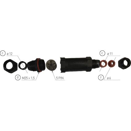 Conector pentru cablu CSJ 250V/16A IP68 5x1,5 mm²