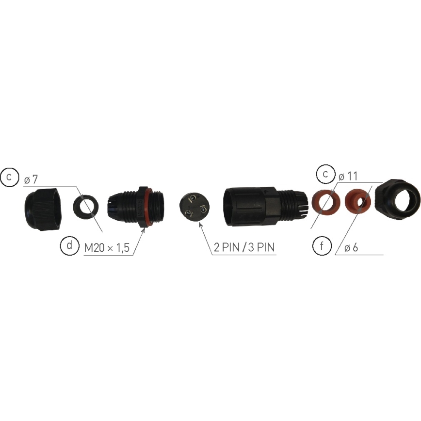 Conector pentru cablu CSJ 250V/250A IP68 2x1,5 mm²