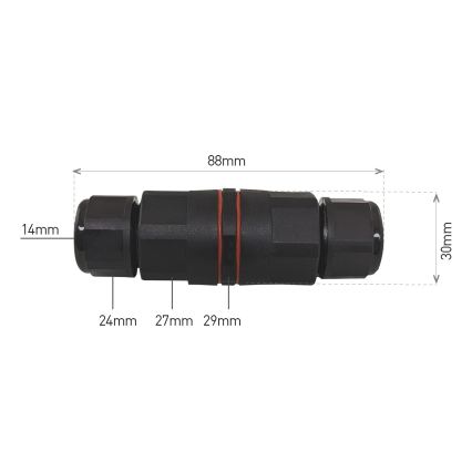 Conector pentru cablu CWF 250V/16A IP68 3x2,5 mm²