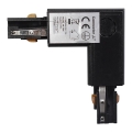 Conector pentru corpuri de iluminat în sistem șină trifazat TRACK negru tip L