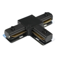 Conector tip T pentru corpuri de iluminat în sistem de șină monofazic negru