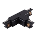 Conector trifazic pentru corpuri de iluminat în sistem pe șină TRACK negru tip T