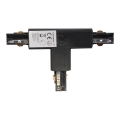 Conector trifazic pentru corpuri de iluminat în sistem pe șină TRACK negru tip T