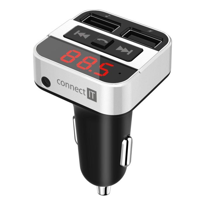 CONNECT IT CCC-8800-SL - Transmițător FM auto cu funcție handsfree, negru/argintiu