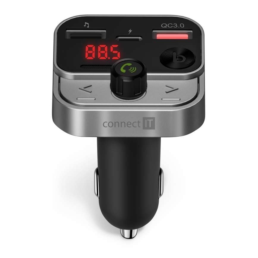 CONNECT IT CCC-8900-AN - Transmițător FM auto cu funcție handsfree, negru/argintiu