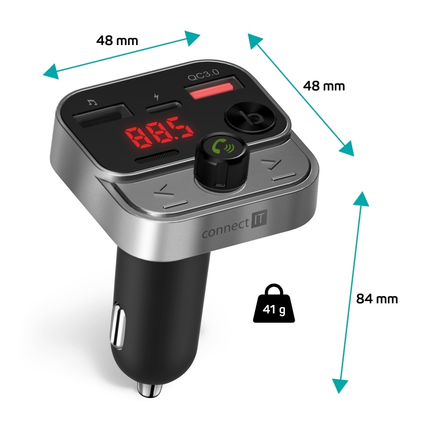 CONNECT IT CCC-8900-AN - Transmițător FM auto cu funcție handsfree, negru/argintiu