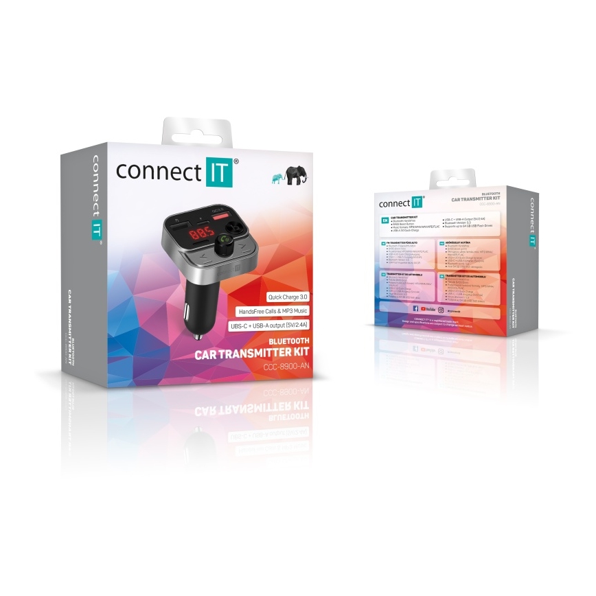 CONNECT IT CCC-8900-AN - Transmițător FM auto cu funcție handsfree, negru/argintiu