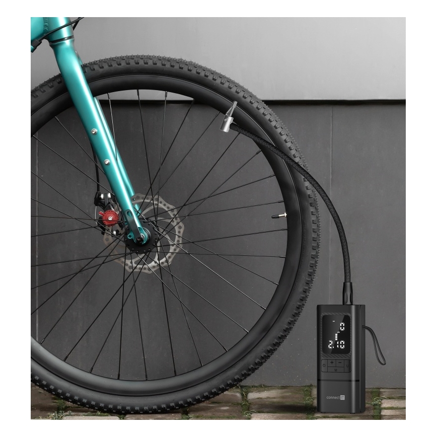 CONNECT IT CFF-4500-BK - Compresor portabil digital AirFlow, 80 W, 6000 mAh, negru